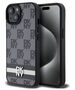 Original Case IPHONE 15 PLUS / 14 PLUS DKNY Hardcase Leather Checkered Mono Pattern & Printed Stripes (DKHCP15MPCPTSSK) black 3666339263201