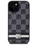 Original Case IPHONE 15 PLUS / 14 PLUS DKNY Hardcase Leather Checkered Mono Pattern & Printed Stripes (DKHCP15MPCPTSSK) black 3666339263201